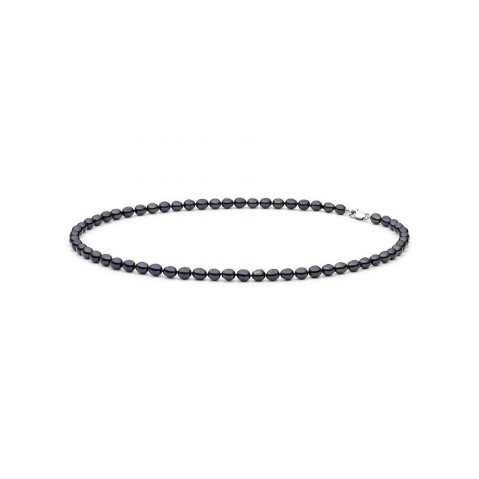 Juodas perlų vėrinys - perlai 7mm, 45cm