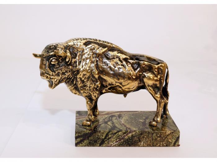 4kg Metalinis Stumbras bizonas jautis ant marmuro - prabangios brangios dovanos vyrams namų ofiso interjeiras