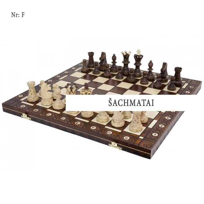 Šachmatai - Vardinė graviruota Dovana su inicialais tėčiui mediniai šachmatai kaina + Išdeginti inicialai