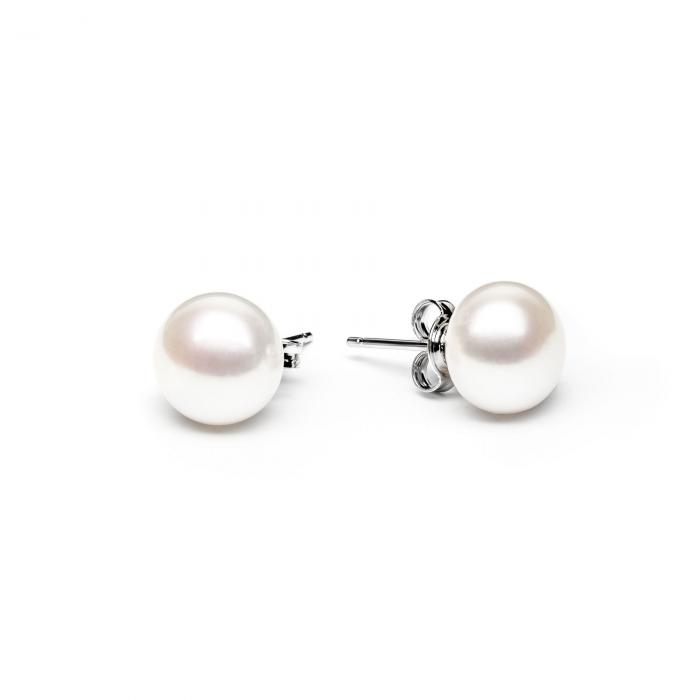 Tikri baltų perlų sidabriniai auskarai - perlai 10mm