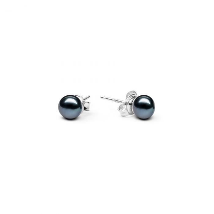 Pilkai Juodi Taičio perlų Auskarai, unisex, perlai 6mm