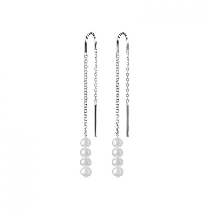 Tikrų perlų kabantys sidabriniai auskarai - dovana moterims - Perlai  5mm