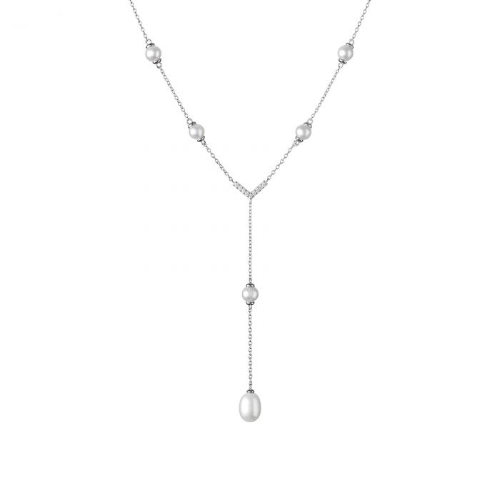 Tikrų perlų pakabukas - Sidabrinė grandinėlė, perlas 9mm, 36-45cm