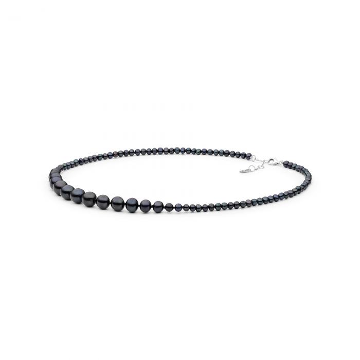 Juodos spalvos Tikrų perlų Vėrinys Karoliai - perlai nuo 5 iki 10mm