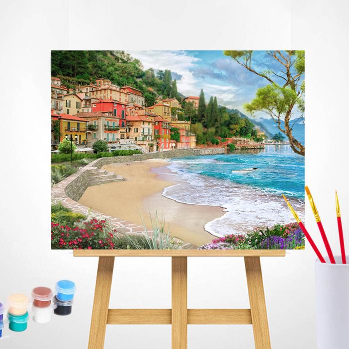 Italijos paplūdimys - Nusipiešk paveiksla pats + Medinis Rėmas