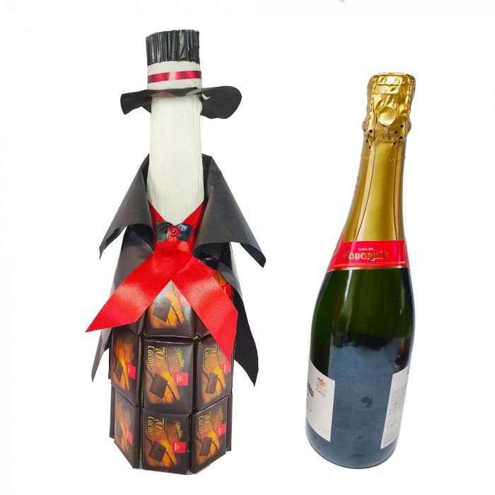 Dekoruotas butelis Zoro - dekoruotas papuoštas nealkoholinio šampano butelis