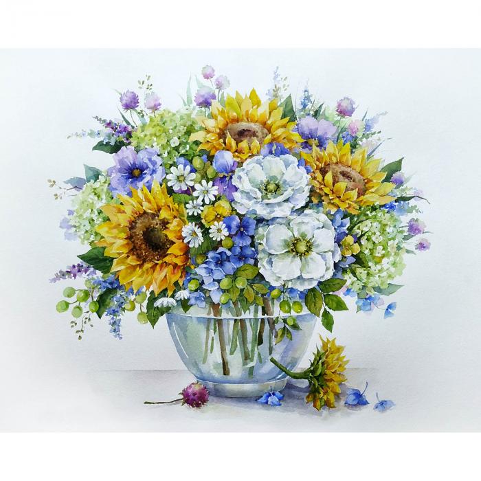 Saulėgrąžų Gėlių paveikslo tapymo rinkinys - nusipiešk paveikslą pati