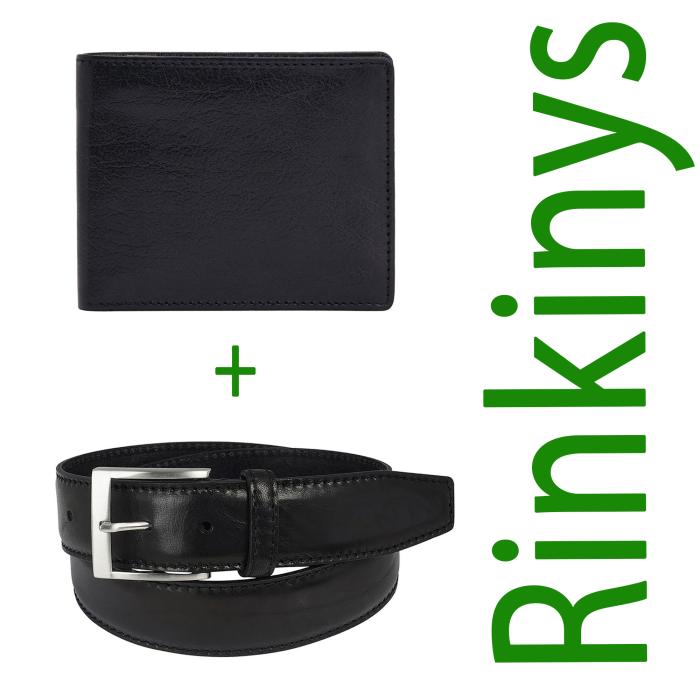 Delux Komplektas: odinė piniginė + odinis diržas  