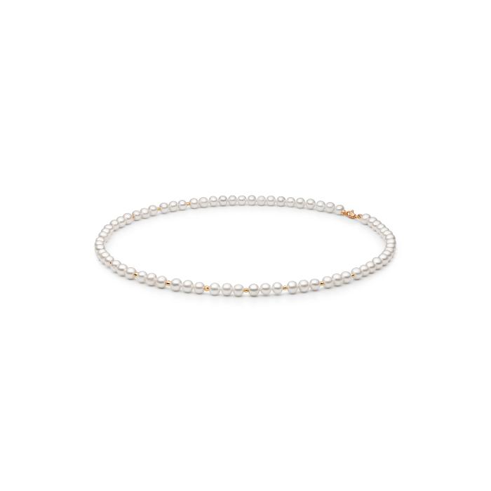 Prabangus Perlų vėrinys su aukso užsegimu ir dekoracijomis - 45cm, 5mm  