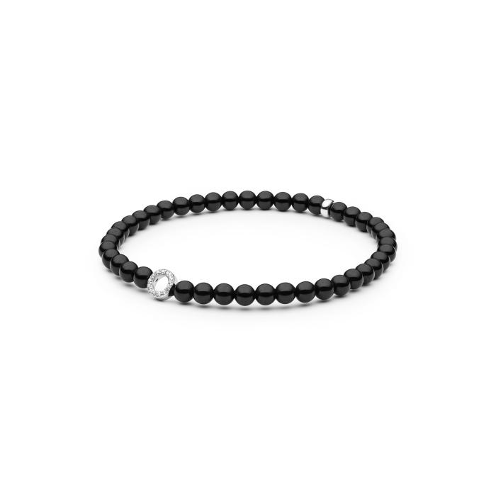Onikso apyrankė su sidabro detale ir cirkonio akutėmis, 4mm